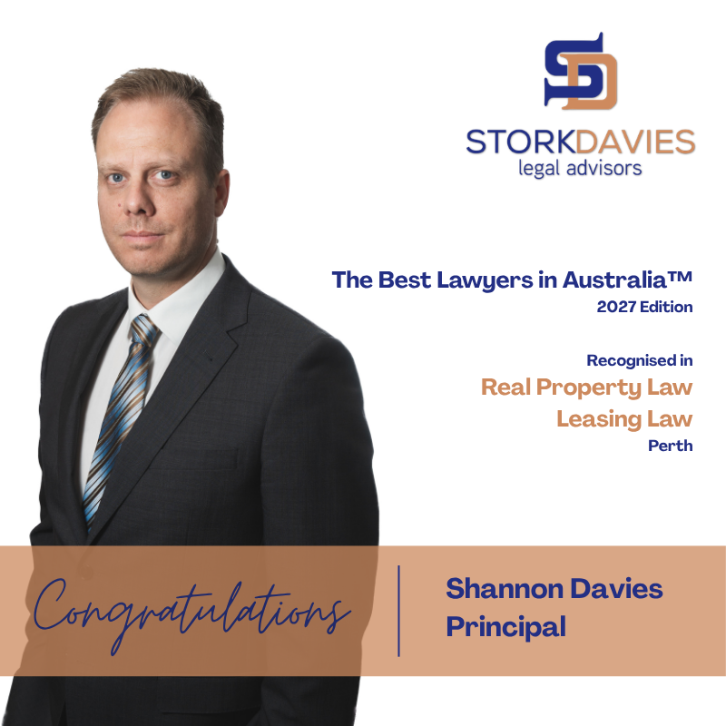 Stork Davies Legal Advisors The Best Lawyers in Australia 2027 Edition Real Property Law Leasing Law Perth Shannon Davies Principal